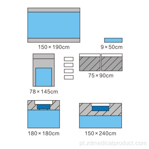 Conjunto pediátrico universais cortinas cirúrgicas